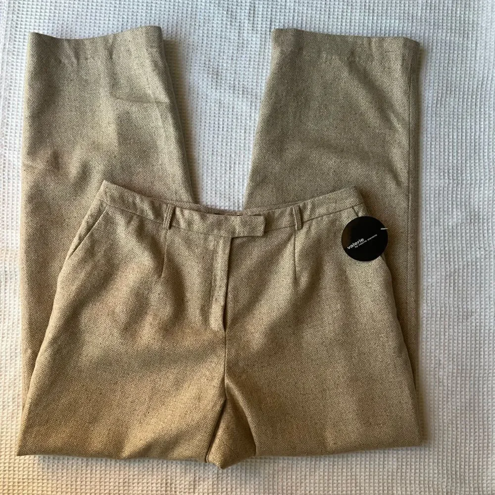 NEW Valerie By Valerie Stevens Vintage Tweed Essentials Wool Blend Fall Pants 14